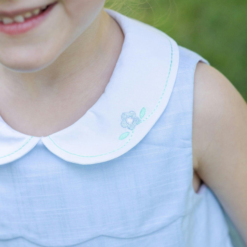 Linen-Look Dress With Embroidered Collar
