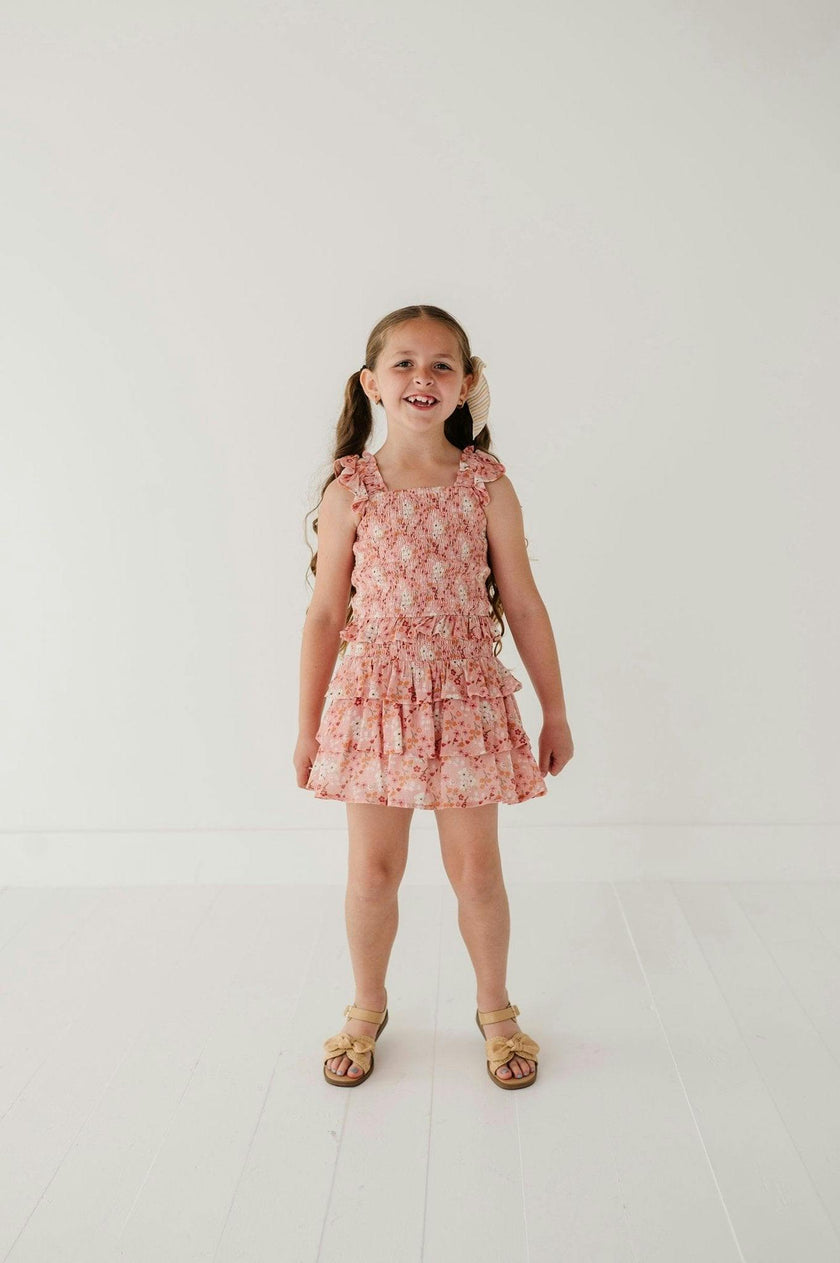 Girls Tiered Mini Skirt in Hannah Bouquet Floral