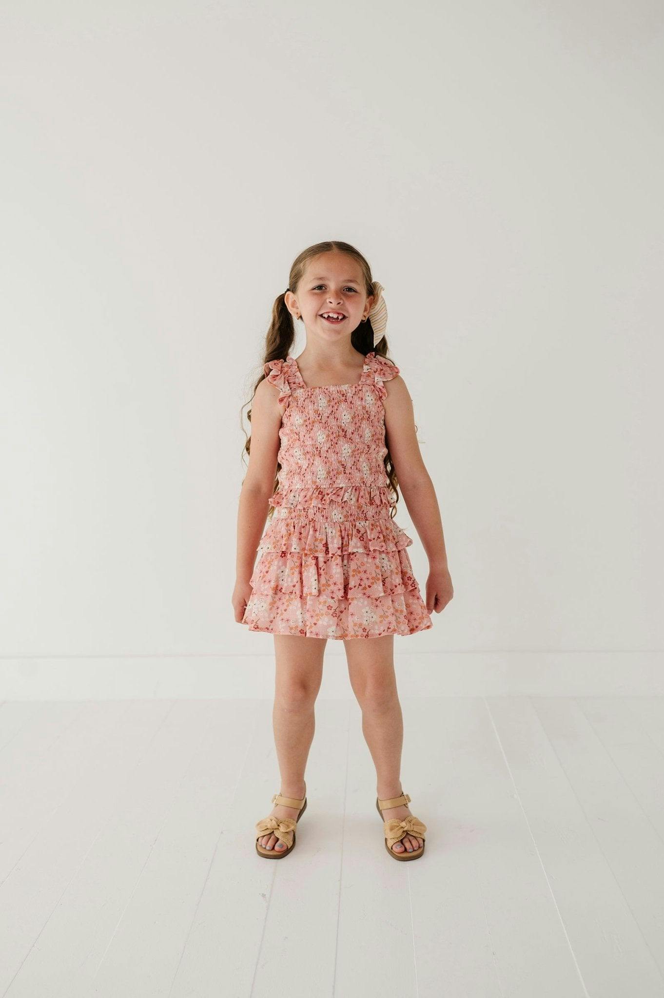 Girls Tiered Mini Skirt in Hannah Bouquet Floral