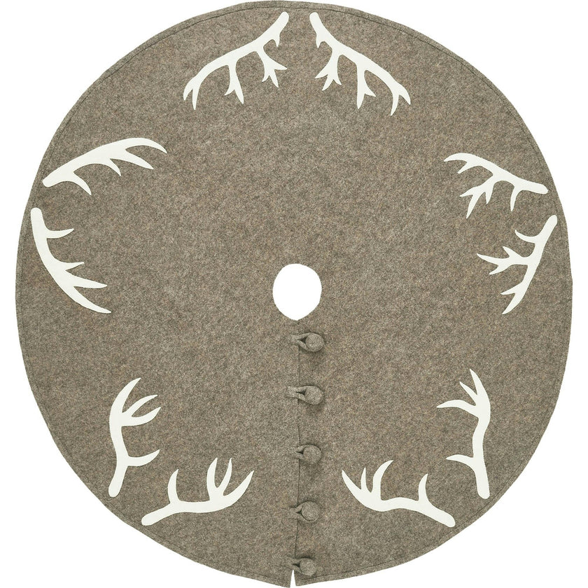Handmade Felt Antlers Gray Christmas Tree Skirt 60" / 72"