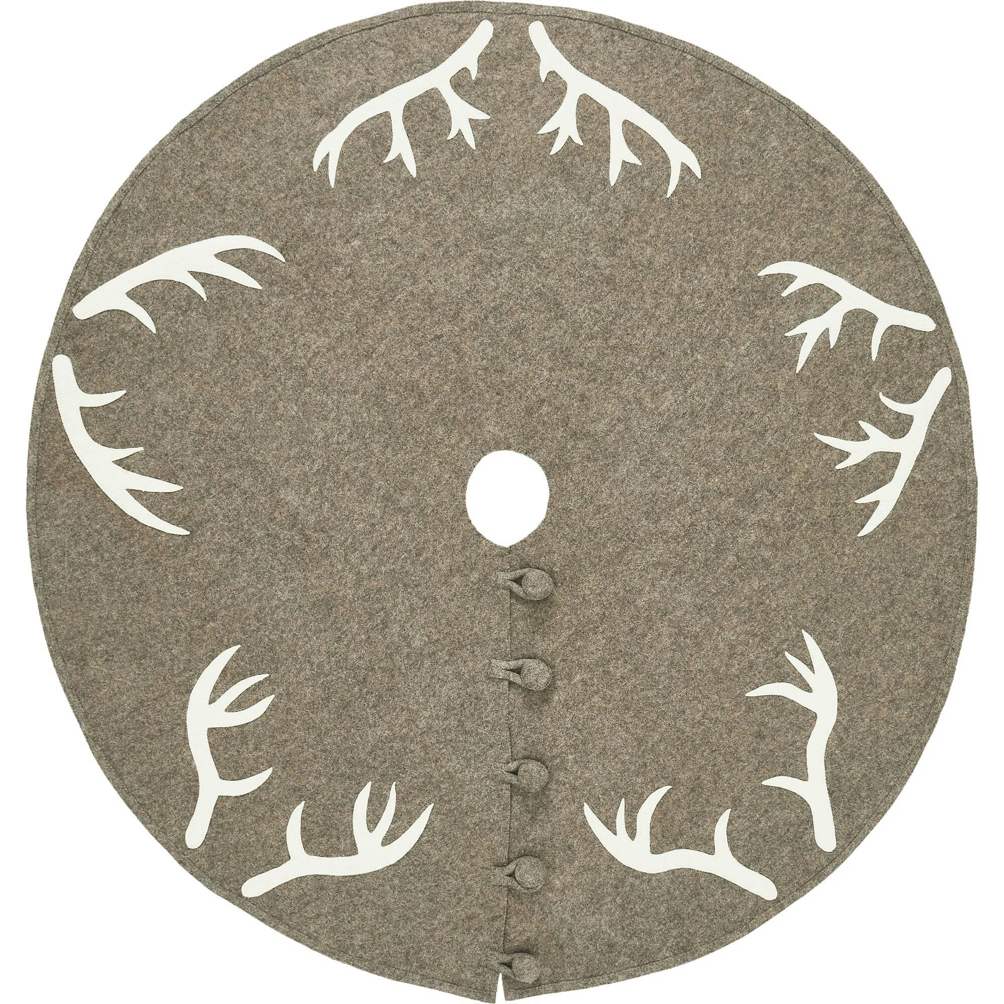 Handmade Felt Antlers Gray Christmas Tree Skirt 60