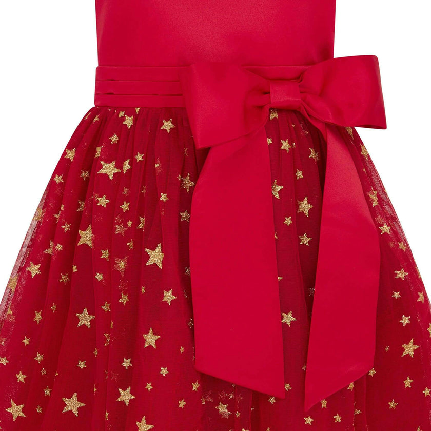 Stella Satin & Gold Star Girls Party Dress