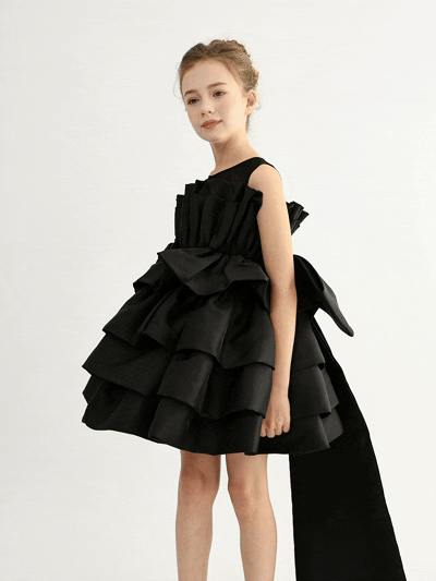 Black Tiered Bow Dress