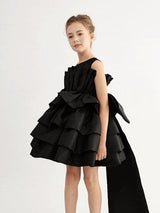 Black Tiered Bow Dress