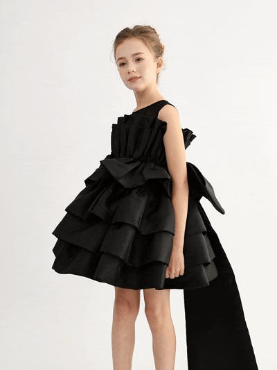 Black Tiered Bow Dress
