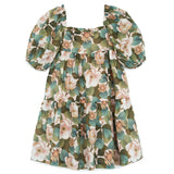 Vintage Rose Puff-Sleeve Dress