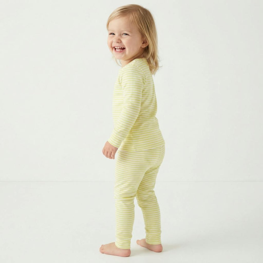 Lemon Stripe Long Sleeve & Pants Kids Pajamas
