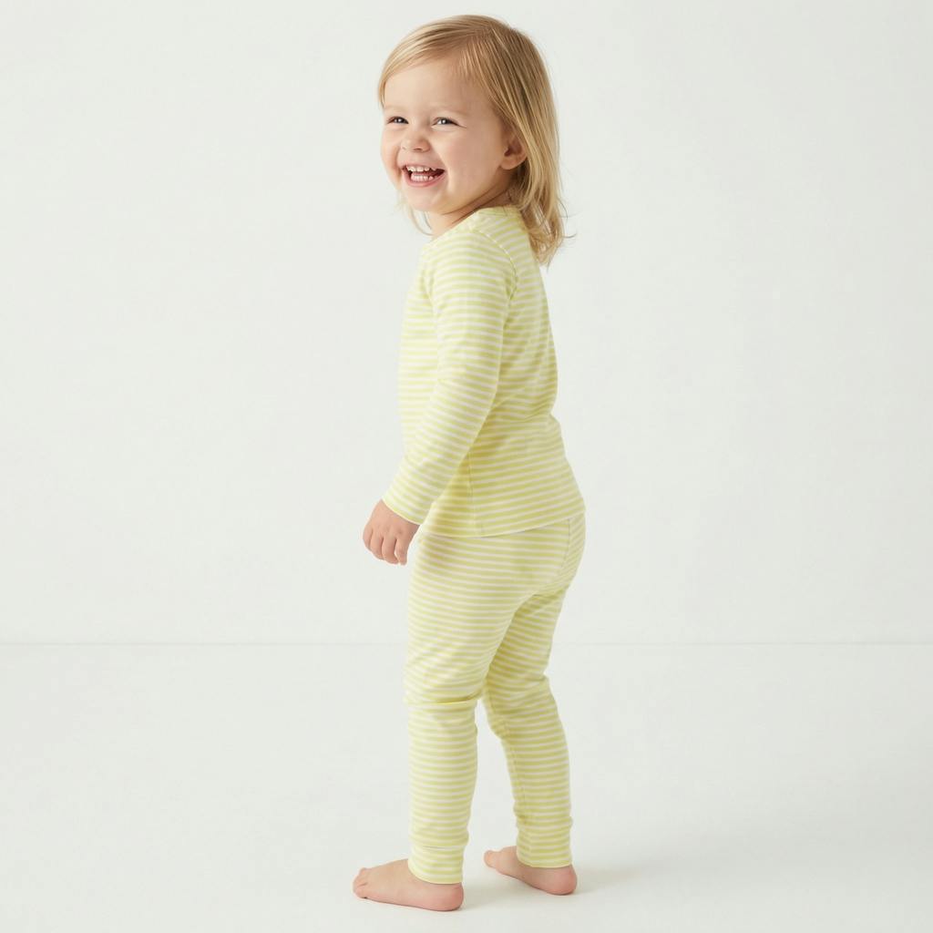 Lemon Stripe Long Sleeve & Pants Kids Pajamas