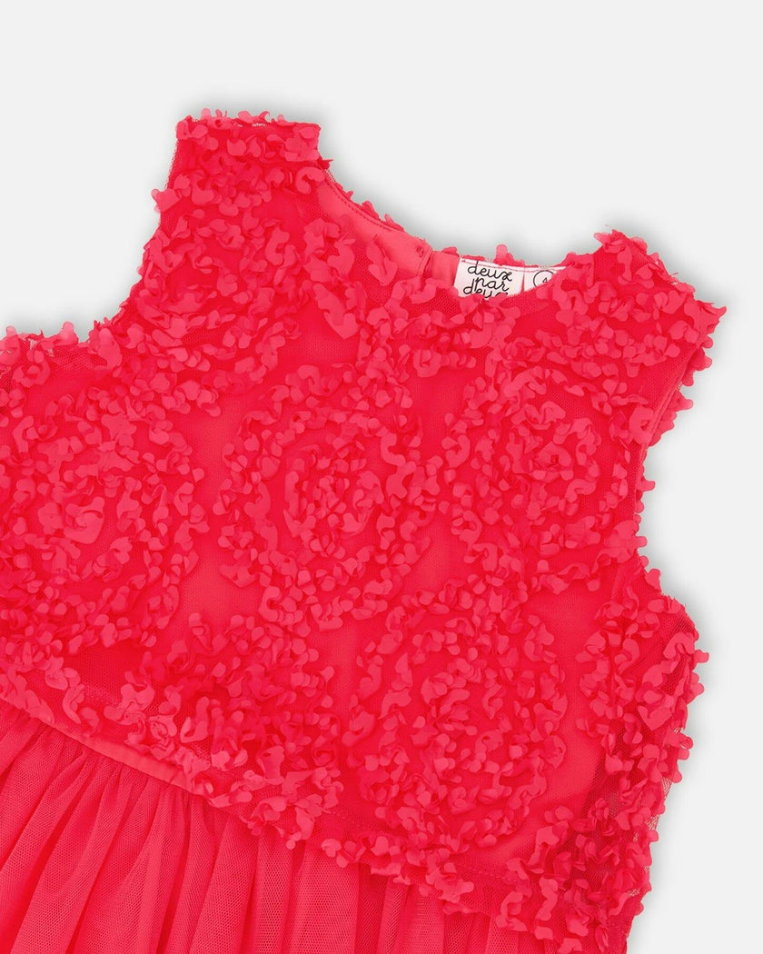 Sleeveless Textured Rosette Dress