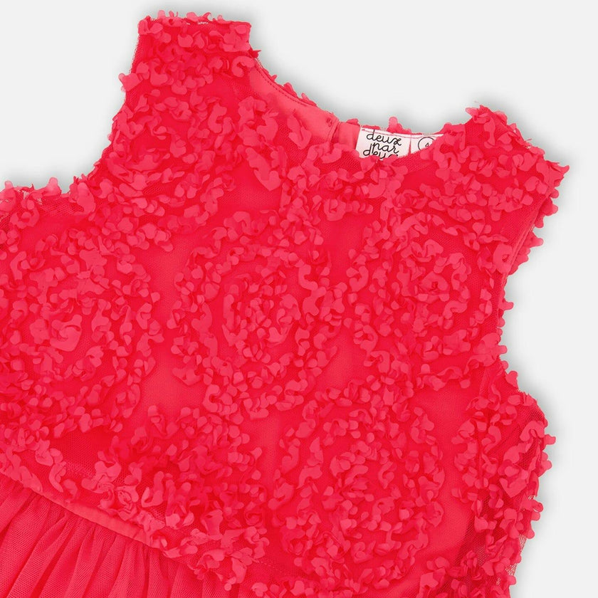 Sleeveless Textured Rosette Dress