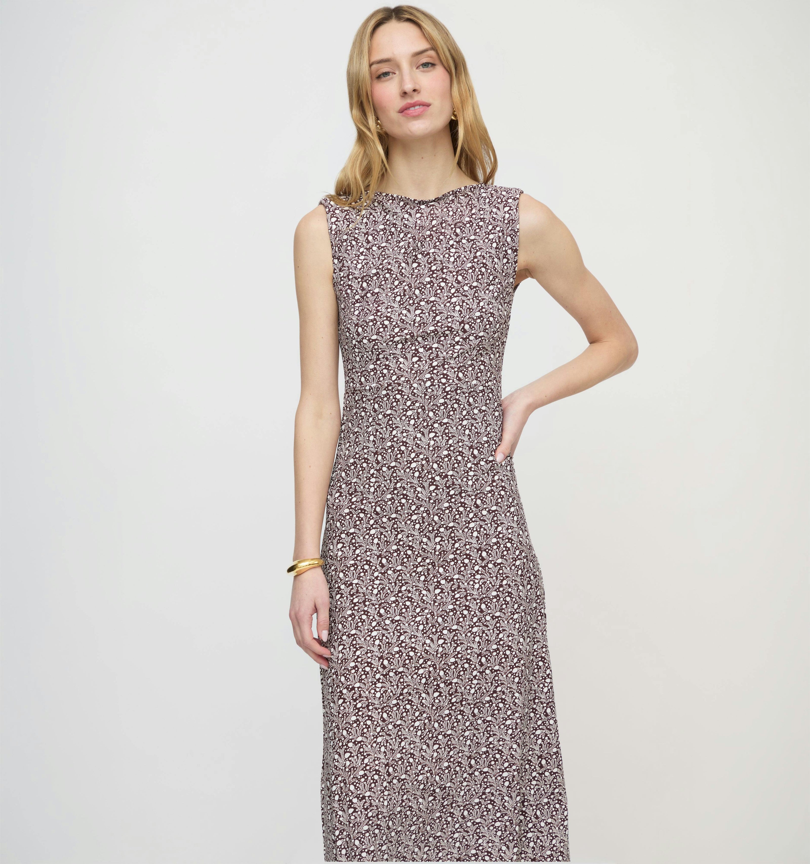 The Sloane Dress - Chocolate Ditsy Thistle