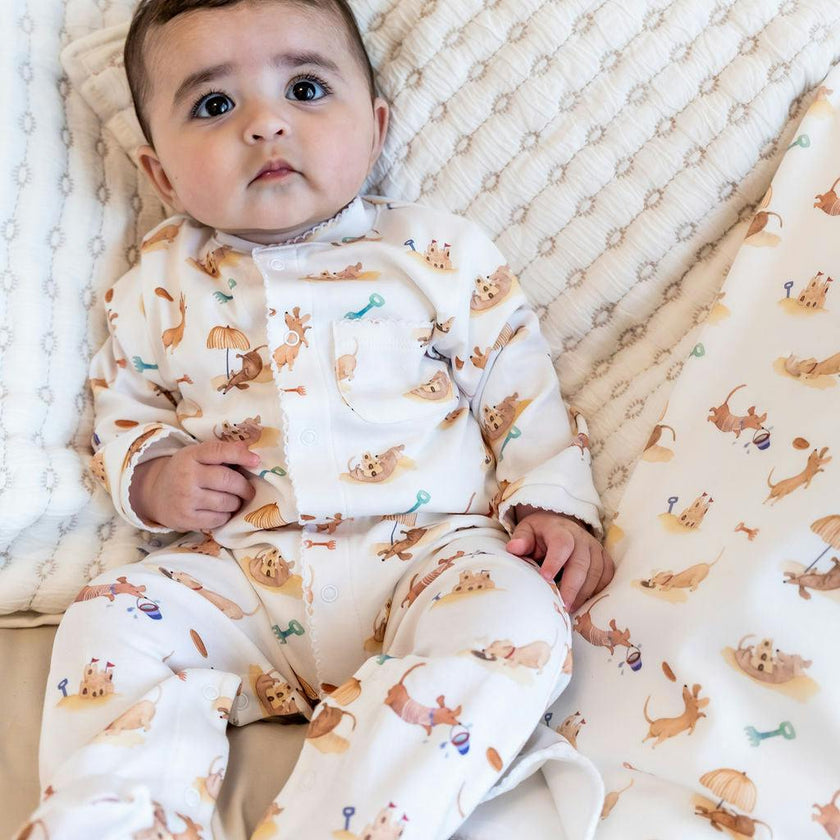 Beach Dogs Pima Cotton Baby One-Piece Pajamas
