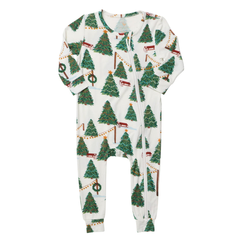 Baby Bamboo Romper - Christmas Tree Farm