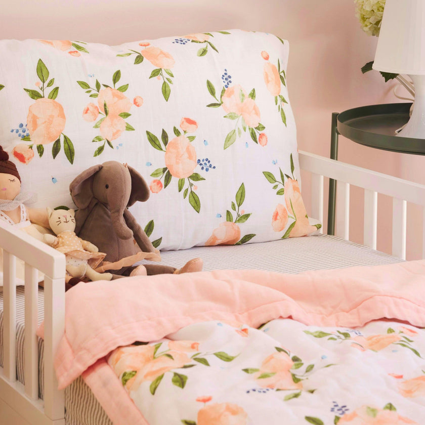 Cotton Muslin Pillowcase 2 Pack - Watercolor Roses Grande 2
