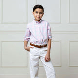 Organic Stretch Poplin Long Sleeve Button Down Shirt, Pink