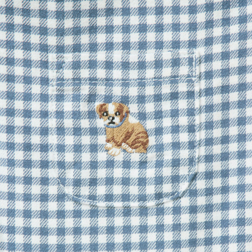 Baby Gingham Dog Overall, blue