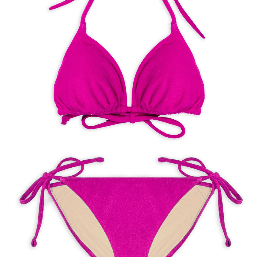 Teen Two-Piece Swimsuit, Mini Triangle & Bikini - Terry Berry Pink