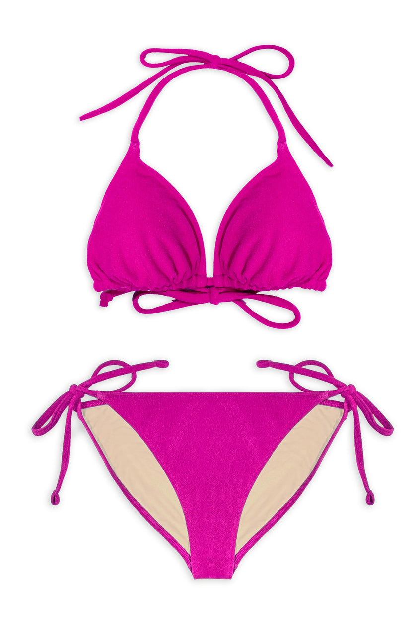 Teen Two-Piece Swimsuit, Mini Triangle & Bikini - Terry Berry Pink