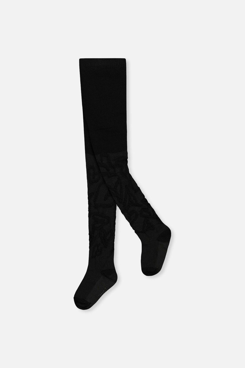 Knit Textured Tights Black