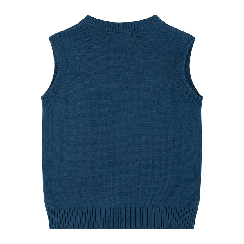 Infant Boys 4-Piece Vest Set | Navy & Khaki Plaid