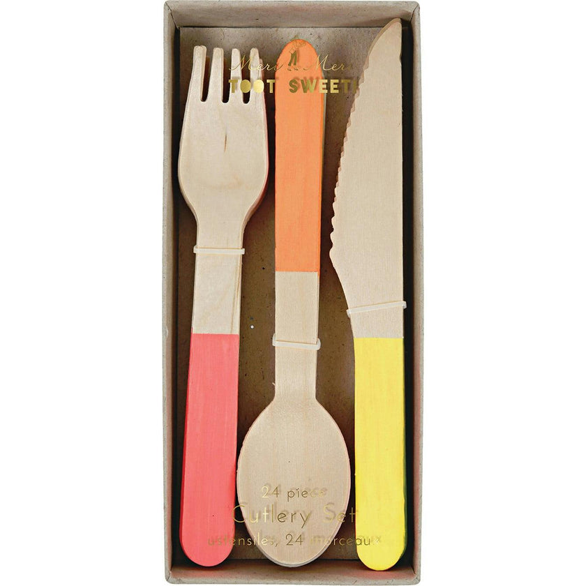 Neon Wooden Cutlery Set