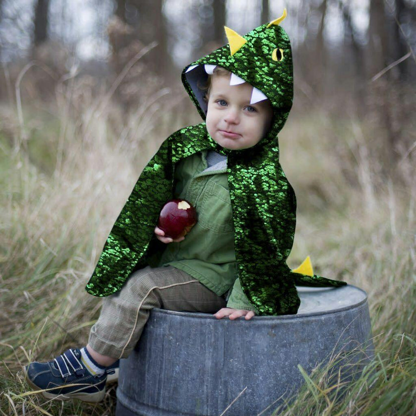 Toddler Dragon Cape Green Metallic