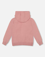 Hooded Knit Cardigan with Intarsia