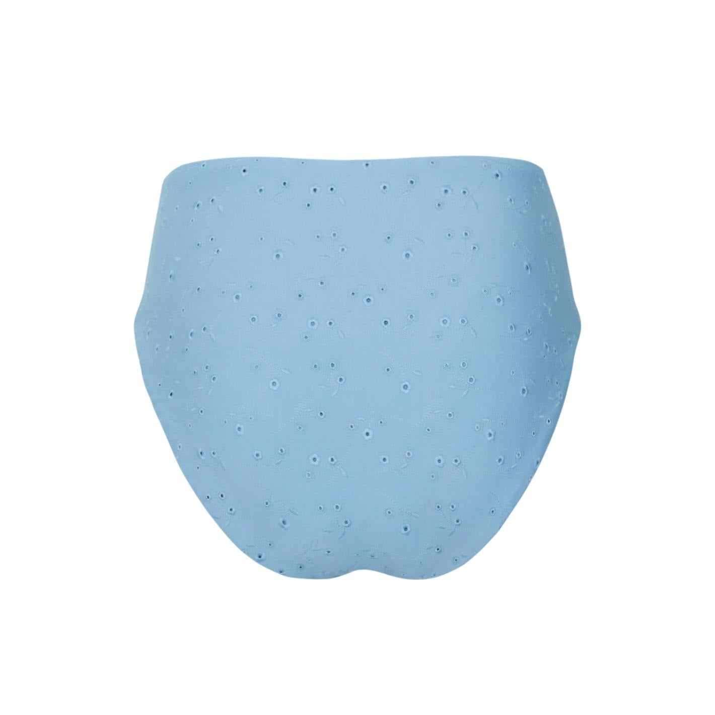 women's dusk blue eyelet high waist bikini bottom