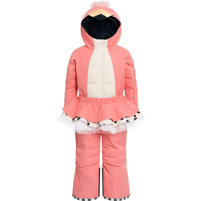 Flamingdo Adjustable Hood Waterproof Zipper Snowsuit, Pink