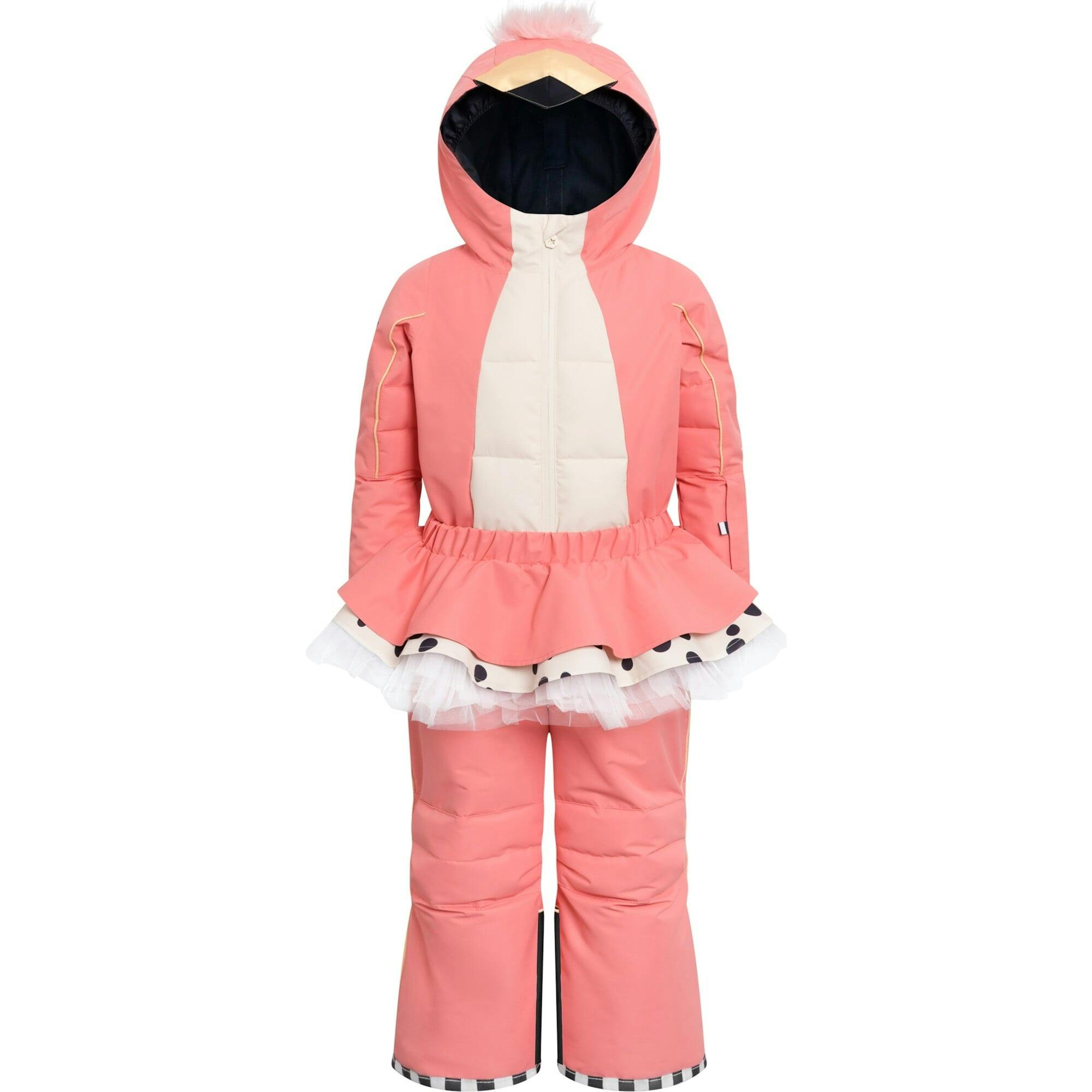 Flamingdo Adjustable Hood Waterproof Zipper Snowsuit, Pink