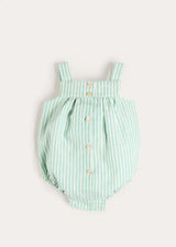 Wimbledon Stripe Button Detail Romper in Green (3mths-2yrs)