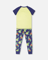 Organic Cotton Two-Piece Pyjama Set Blue Dino Print