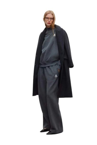 TNS Logo Rib Collar Woman Sweatshirt Dark Grey Melange