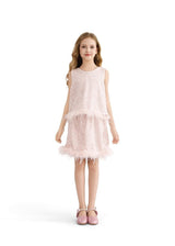 Peach Sequin Feather-Trim Set