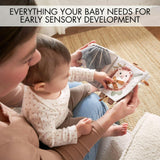 Soft Baby Book with Touch and Feel Pages - Sensory Book for Babies 0-6 Months with Textured Animals, Mirror & Crinkle Paper - Perfect for Baby Showers
