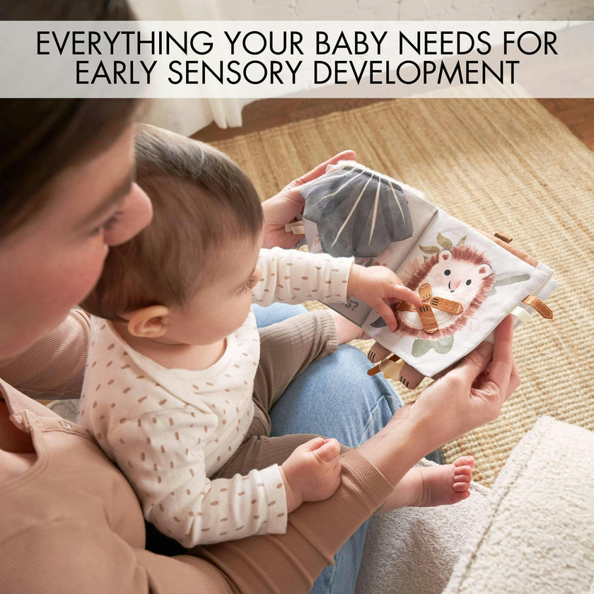 Soft Baby Book with Touch and Feel Pages - Sensory Book for Babies 0-6 Months with Textured Animals, Mirror & Crinkle Paper - Perfect for Baby Showers