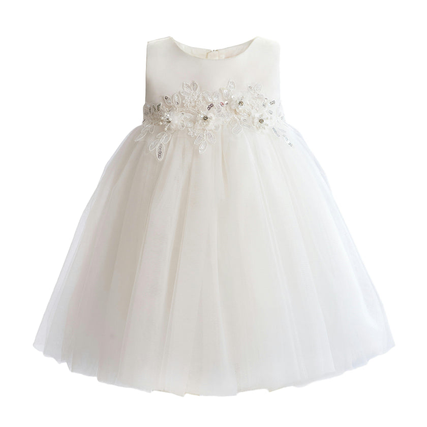 White Zinara Ribbon Bloom Gown