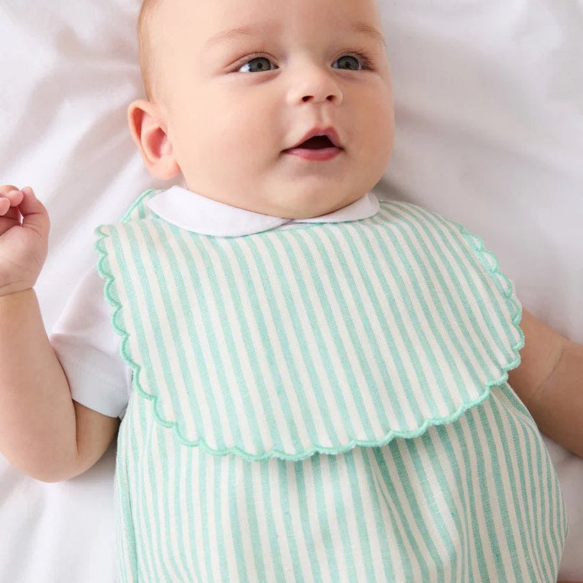 Wimbledon Stripe Scallop Edge Lined Bib