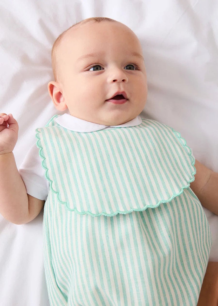Wimbledon Stripe Scallop Edge Lined Bib