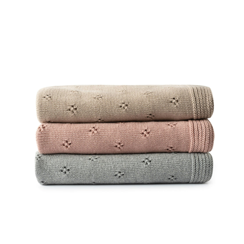 Transfer Flower Knit Baby Blanket