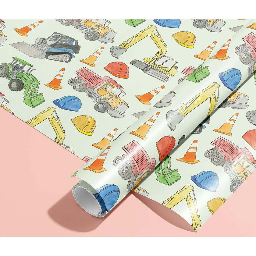 Construction Vehicles Gift Wrap