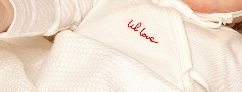 Lil Love Embroidered Wrap Footie And Bonnet, Red Embroidery