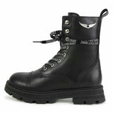 ZADIG & VOLTAIRE Logo-Print Laces Leather Combat Boots