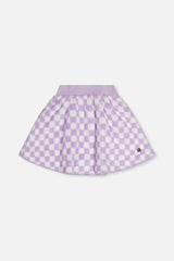 Faux Fur Skirt Lilac and White Tiles