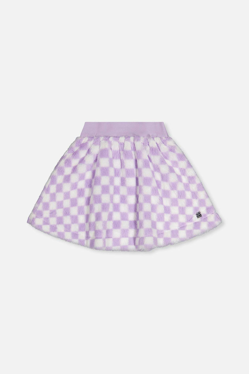 Faux Fur Skirt Lilac and White Tiles