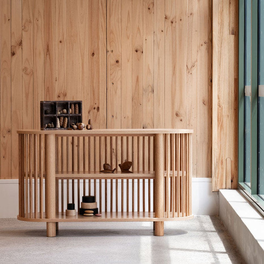 Oak Two Tiered Fluted Shelf