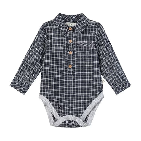 JASPER Blue/Aqua washed plaid Woven Onesie
