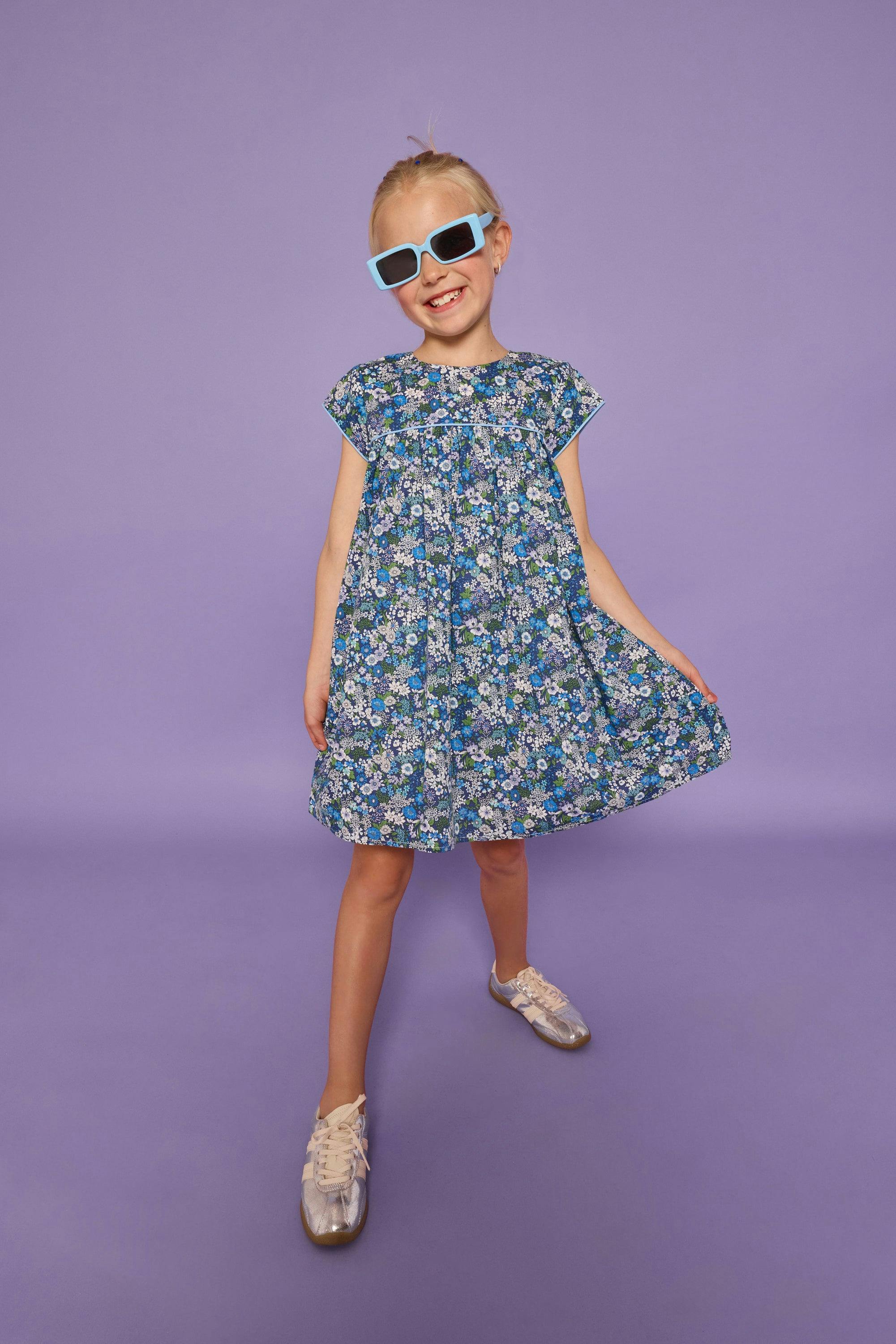 Charlotte Dress - Brookline Blossoms Blue