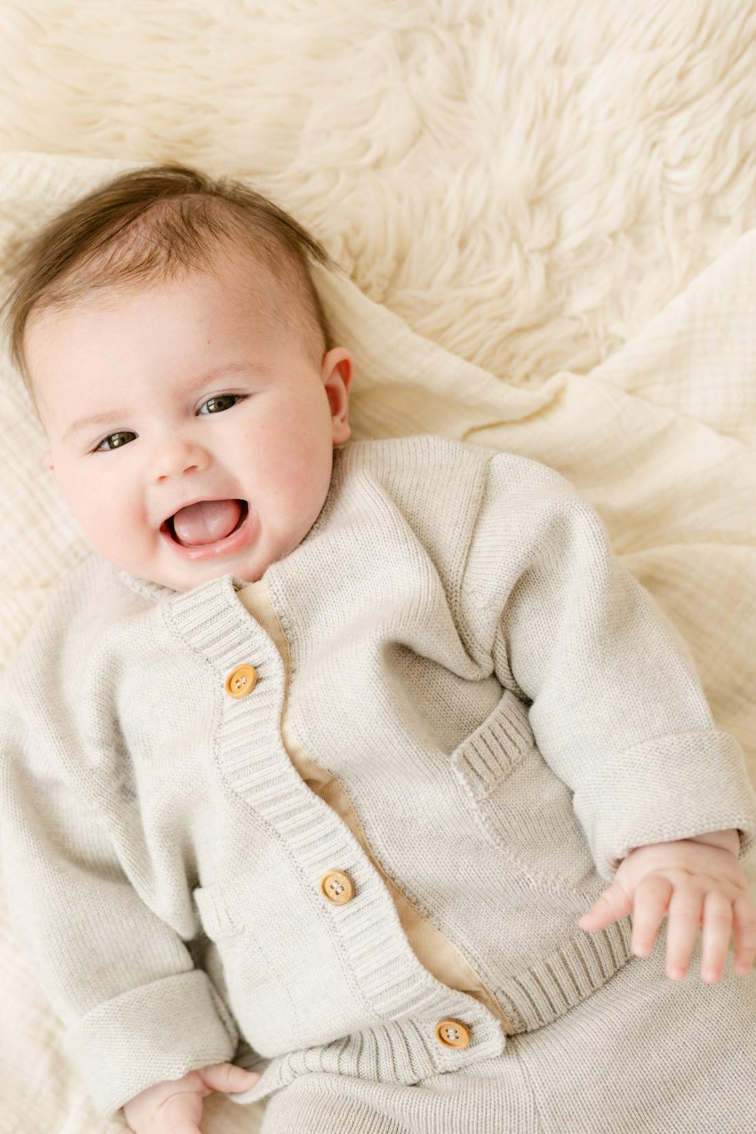 Merino Wool Baby Cardigan in Light Heather Gray