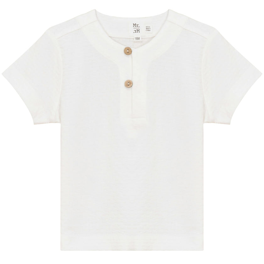 Checkered Button Front Short Sleeve Top
